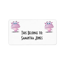 cute sad little hippo custom address label