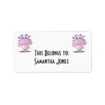 cute sad little hippo custom address label