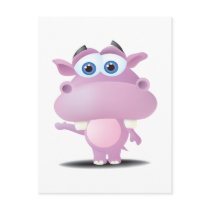 cute sad little hippo post cards
