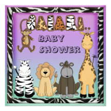 Cute Safari Animals Neutral Baby Shower Personalized Announcement