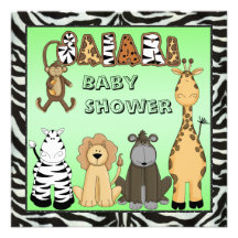 Cute Safari Animals Neutral Baby Shower Personalized Announcement