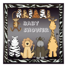 Cute Safari Animals Neutral Baby Shower Personalized Invite
