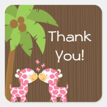 Cute Safari Giraffes Multiple Baby Shower Stickers