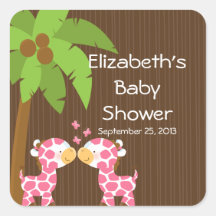 Cute Safari Giraffes Multiple Baby Shower Stickers