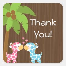 Cute Safari Giraffes Multiple Baby Shower Stickers