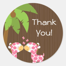 Cute Safari Giraffes Multiple Baby Shower Stickers