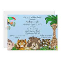Cute Safari It's A Jungle Boy Baby Shower Personalized Invite