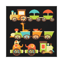 Cute Safari Jungle Animals Wrapped Canvas for Kids Stretched Canvas Print