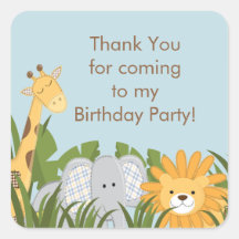Cute Safari Jungle Birthday Party Sticker