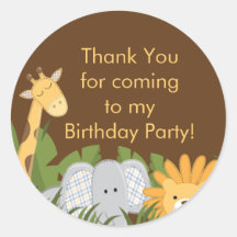 Cute Safari Jungle Birthday Party Stickers