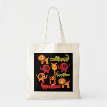 Cute Safari Jungle Zoo Animals Print Gifts Canvas Bags