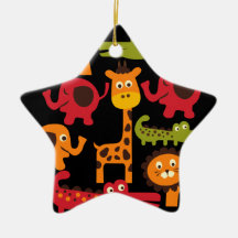 Cute Safari Jungle Zoo Animals Print Gifts Christmas Ornament