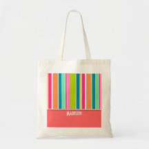 Cute Salmon Pink & Seafoam Green Tote Bag