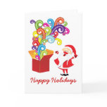 Cute Santa Claus And Gift Box Christmas Card