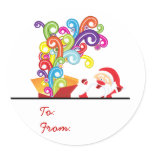 Cute Santa Claus And Gift Box Christmas Sticker