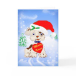 Cute Santa Dog with Christmas Tree Background