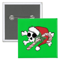 Cute Santa Skull Button