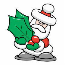 Cute Santa with Holly Leaves Photo Cutouts