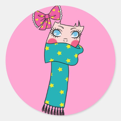 Cute Scarf Girl Sticker
