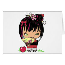 Cute Scary Miao - gothic kokeshi doll Greeting Card