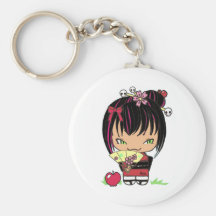 Cute Scary Miao - gothic kokeshi doll Keychain