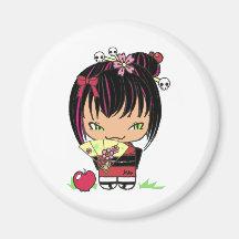 Cute Scary Miao - gothic kokeshi doll Refrigerator Magnets