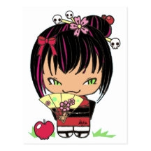 Cute Scary Miao - gothic kokeshi doll Postcards