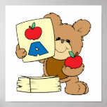 cute school teddy bear A is for Apple Poster