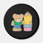 cute school teddy bear with pencil fridge magnets