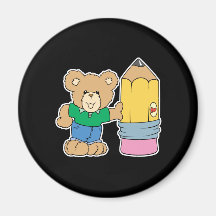 cute school teddy bear with pencil fridge magnets
