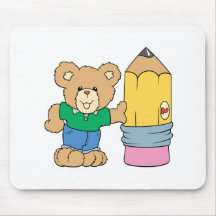 cute school teddy bear with pencil mouse pad