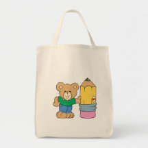 cute school teddy bear with pencil tote bag