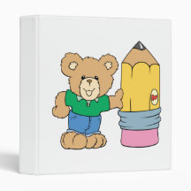 cute school teddy bear with pencil vinyl binders