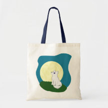 Cute Scruffy Wolf with Moon Tote Bag