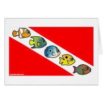 Cute Scubadorable Dive Flag Greeting Card