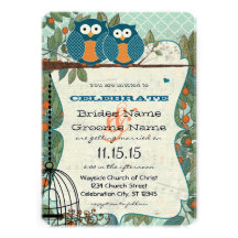 Cute Sea Blue Owl Marry My Best Friend Wedding Invite