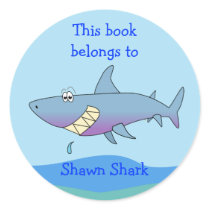 Cute Shark Custom Bookplate Template for Kids