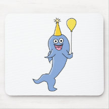 Cute Shark with Birthday Balloon. Mouse Pads