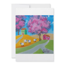 Cute sheep colourful folk art picture