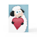 Cute Sheep Holding a Love Heart Valentine Cards