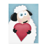 Cute Sheep Holding Love Heart Postcards