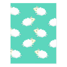 Cute sheep repeating pattern postcards