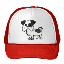 Cute Shih Tzu Cartoon Shirt Black and White Mesh Hats