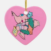 cute shopaholic shopping elephant ornaments