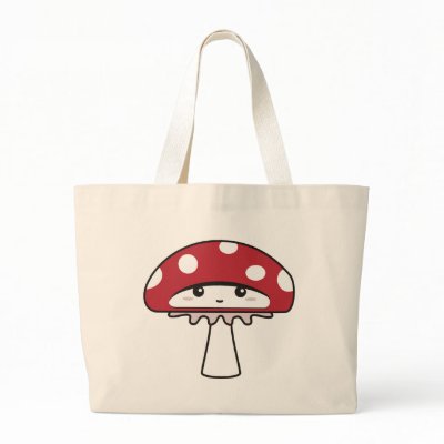 Cute Shy Kawaii Toadstool Canvas Bags by QueenHare