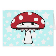 Cute Shy Kawaii Toadstool Cards