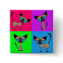 Cute Siamese Cats Button
