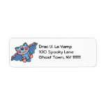 cute silly blue bat custom return address label
