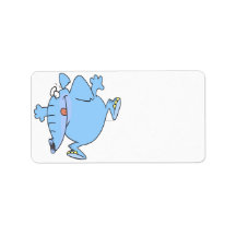 cute silly blue elephant cartoon address label