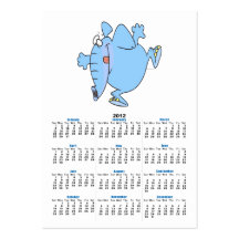 cute silly blue elephant cartoon business cards